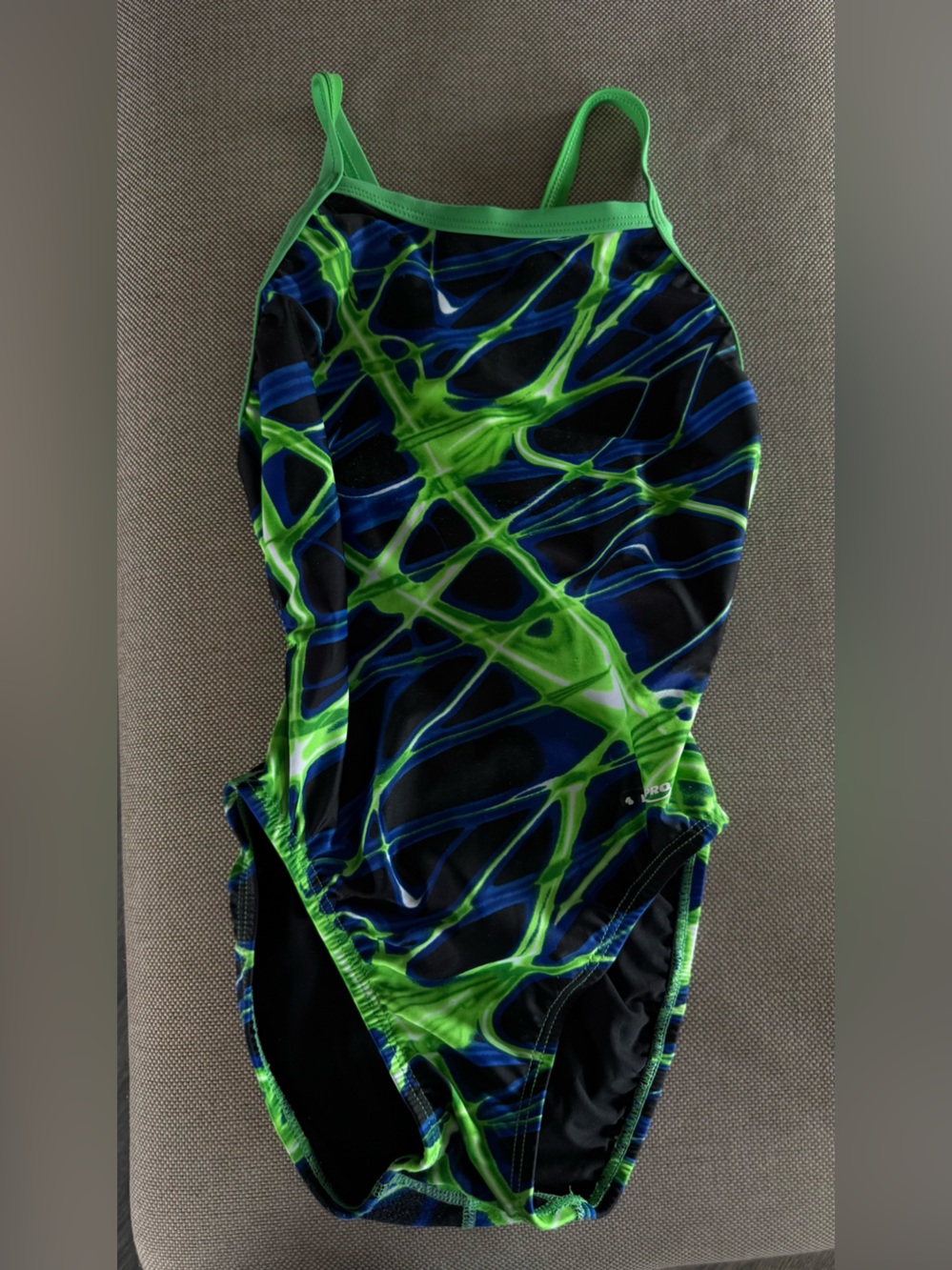 Green & Blue Abstract Print Swim Suit, Size 30